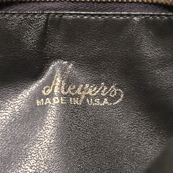 Vintage Meyers Made in USA Black With  Dark Grey Leather Top Handle  Hand Purse - Picture 6 of 11